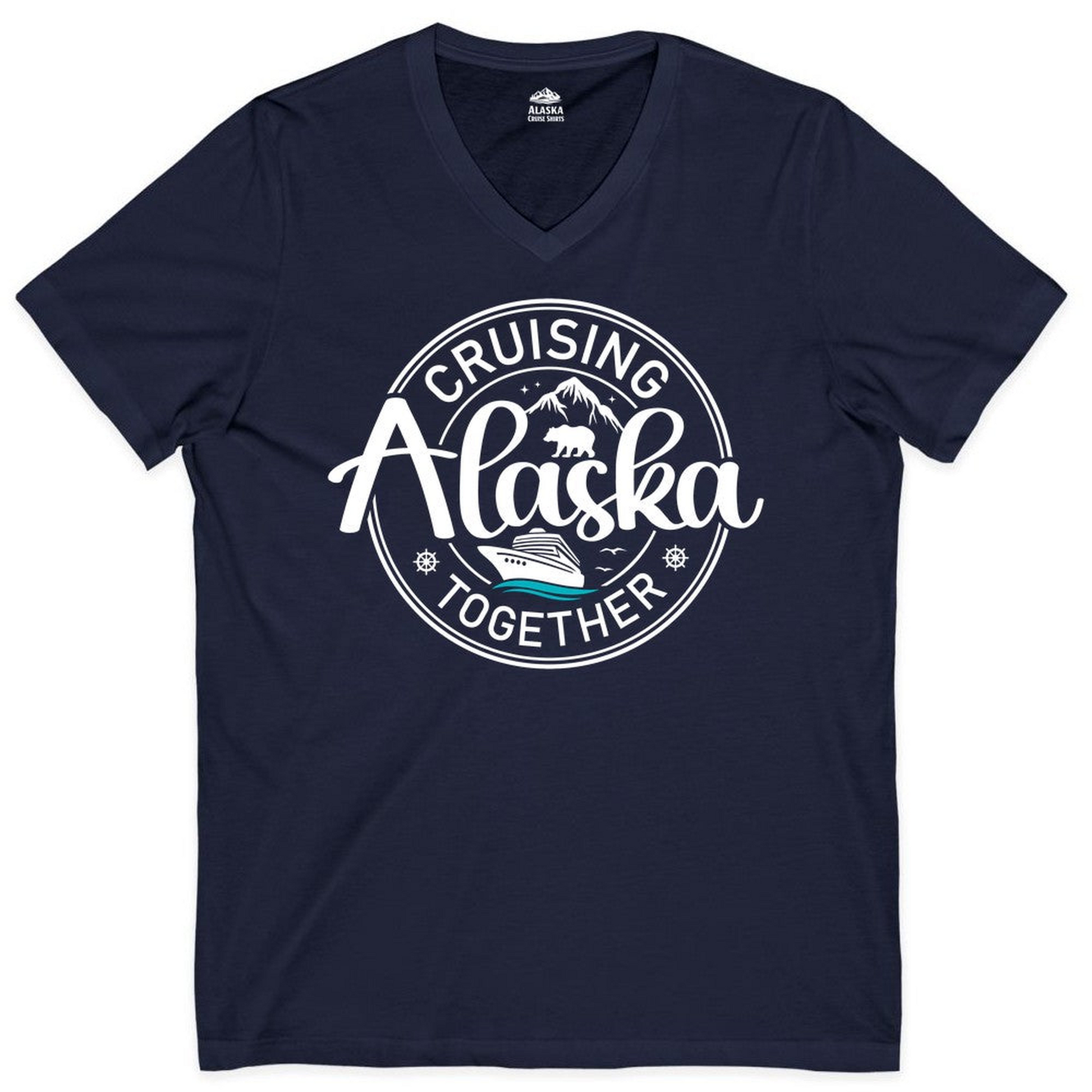Alaska Cruise Adventure Retro Badge Shirt V-Neck Shirt – Alaska Cruise Shirts