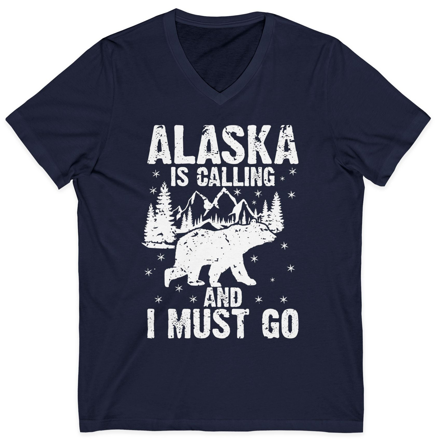 Alaska Is Calling Bear Mountain Wilderness Adventure Vintage Shirt — V-Neck V-Neck Shirt – Alaska Cruise Shirts