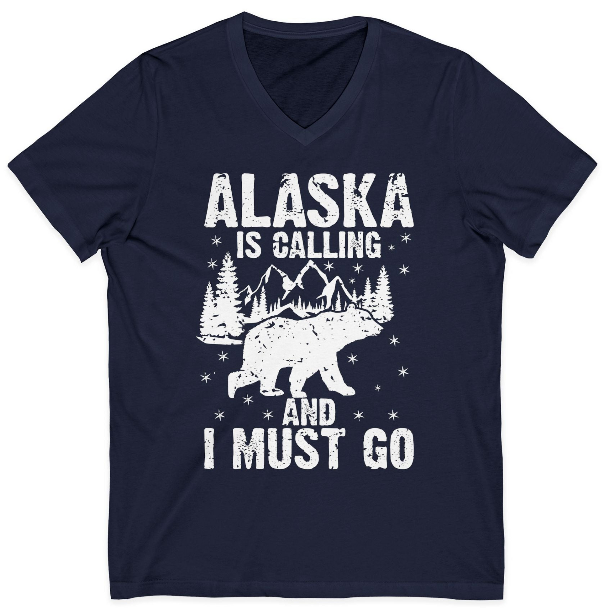 Alaska Is Calling Bear Mountain Wilderness Adventure Vintage Shirt — V-Neck V-Neck Shirt – Alaska Cruise Shirts