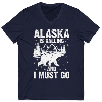 Alaska Is Calling Bear Mountain Wilderness Adventure Vintage Shirt — V-Neck V-Neck Shirt – Alaska Cruise Shirts