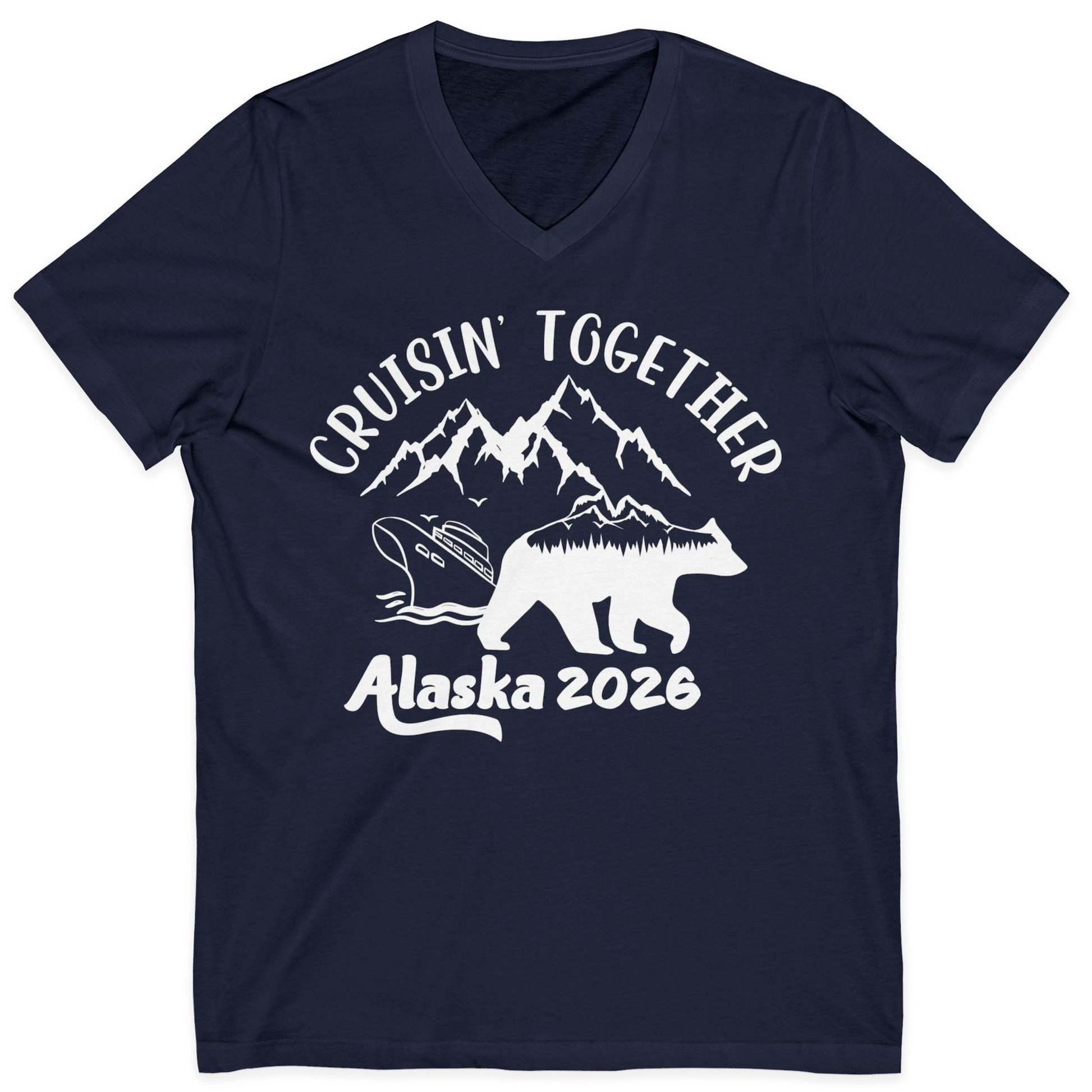 Cruisin Together Alaska 2026 Bear Mountain Group Cruise Shirt — V-Neck V-Neck Shirt – Alaska Cruise Shirts
