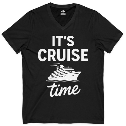 It’s Cruise Time Fun Graphic Cruise Shirt for Vacation Travelers — V-Neck V-Neck Shirt – Alaska Cruise Shirts