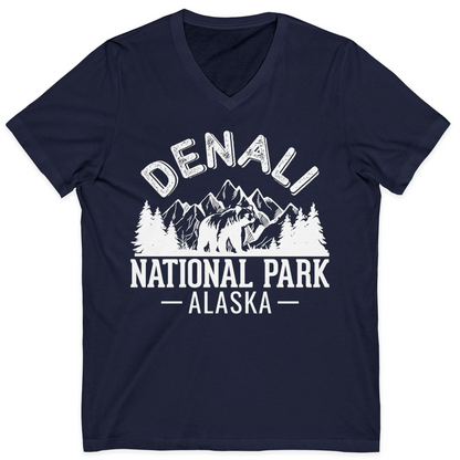Denali National Park Bear Mountains Vintage Alaska Nature Shirt — V-Neck V-Neck Shirt – Alaska Cruise Shirts