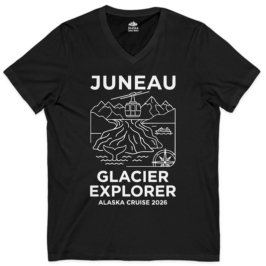 Juneau Glacier Explorer Alaska Cruise 2026 Adventure Shirt — V-Neck V-Neck Shirt – Alaska Cruise Shirts