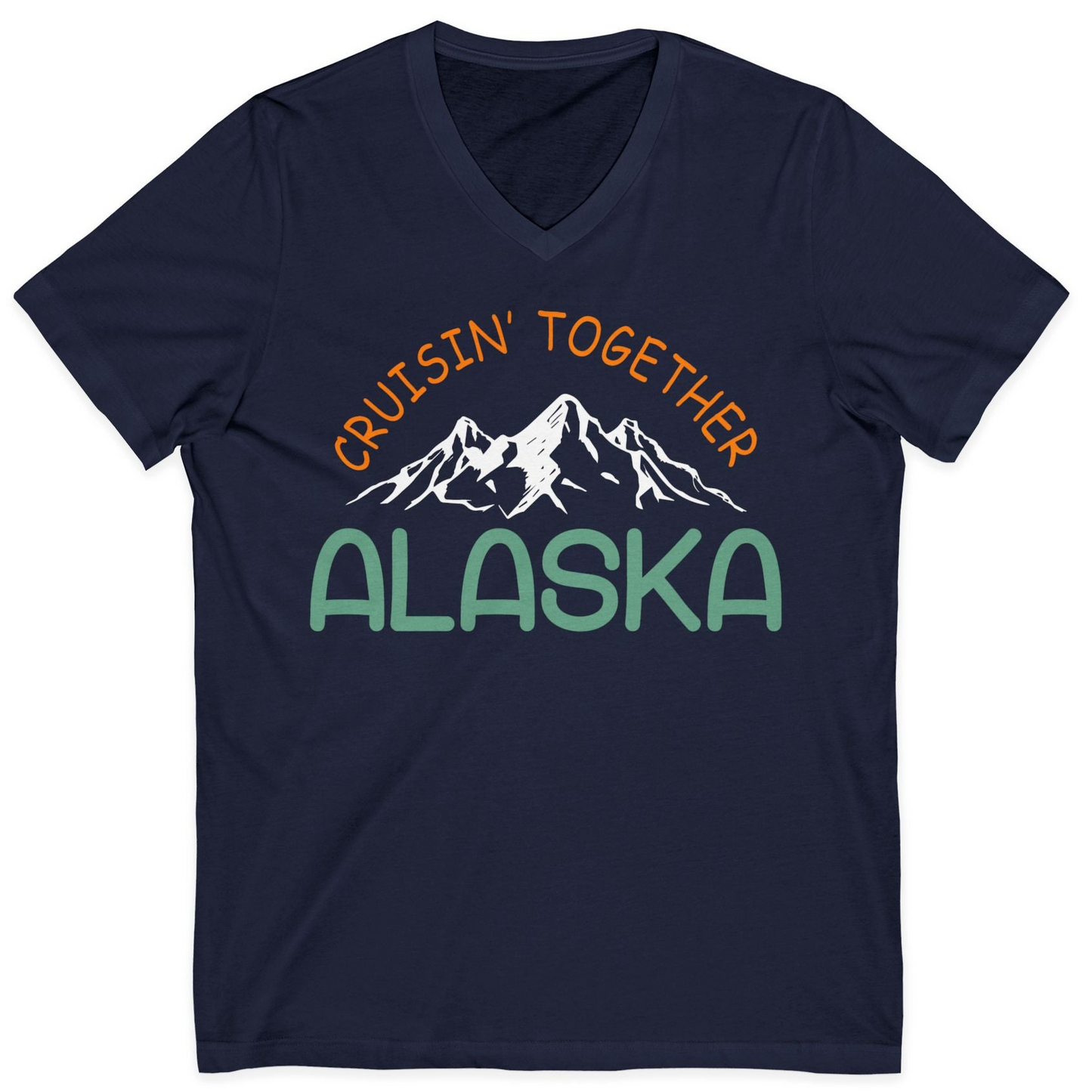 Cruisin Together Alaska Mountain Adventure Cruise Graphic Shirt — V-Neck V-Neck Shirt – Alaska Cruise Shirts