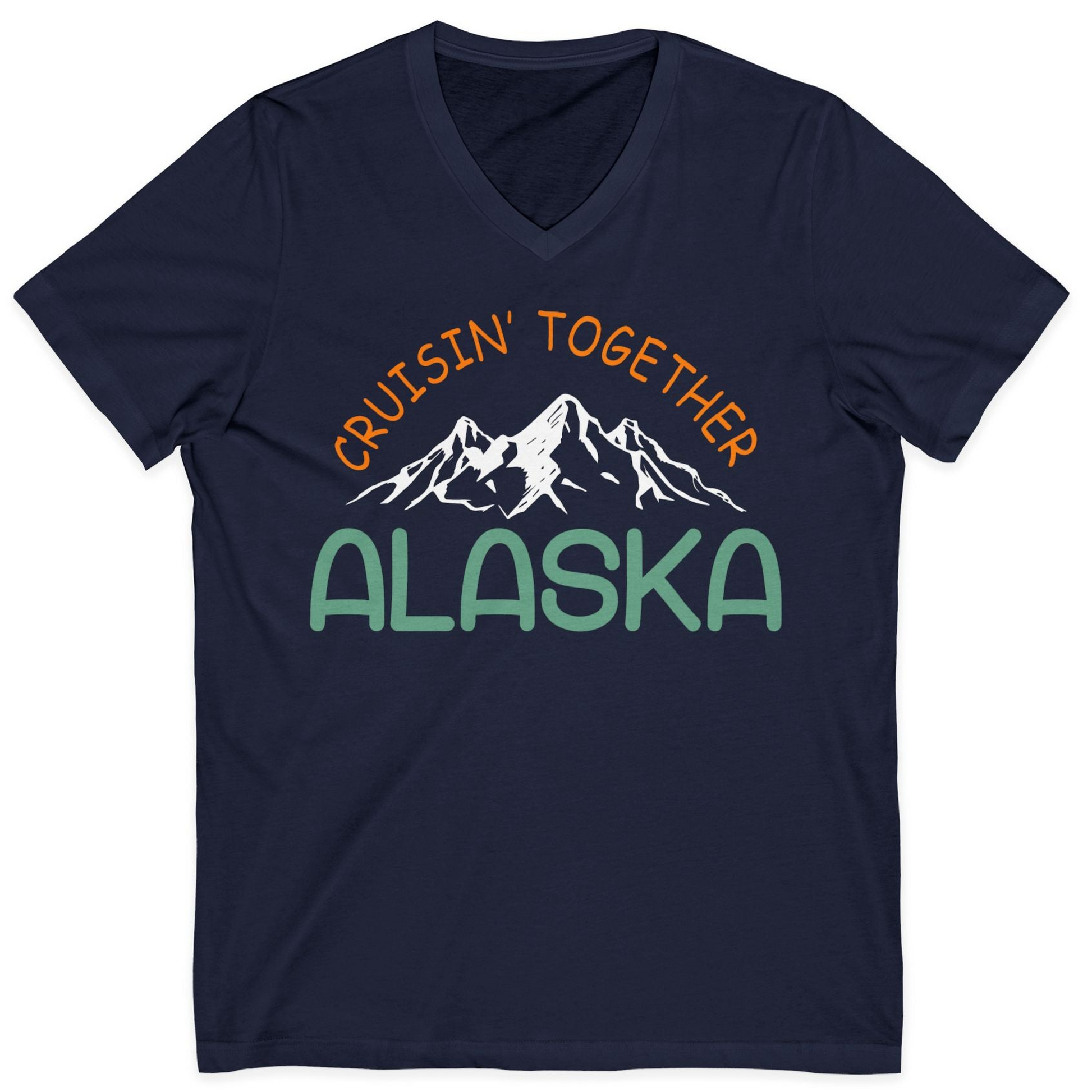 Cruisin Together Alaska Mountain Adventure Cruise Graphic Shirt — V-Neck V-Neck Shirt – Alaska Cruise Shirts