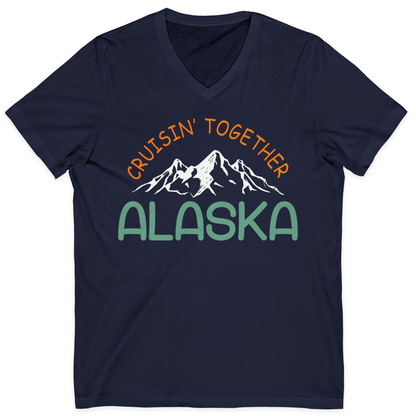 Cruisin Together Alaska Mountain Adventure Cruise Graphic Shirt — V-Neck V-Neck Shirt – Alaska Cruise Shirts