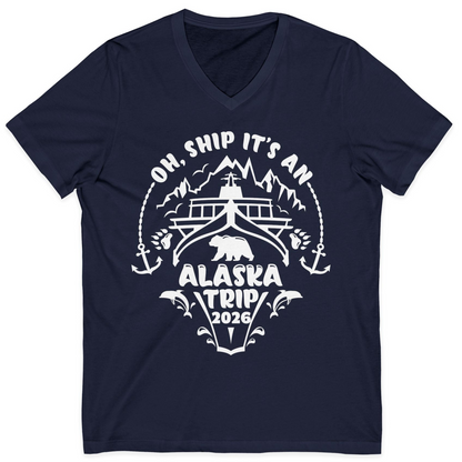 Oh Ship It’s an Alaska Trip 2026 Cruise and Wildlife Shirt — V-Neck V-Neck Shirt – Alaska Cruise Shirts