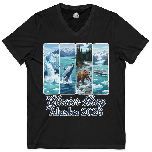 Glacier Bay Alaska 2026 Cruise Nature Wildlife Adventure Shirt — V-Neck V-Neck Shirt – Alaska Cruise Shirts