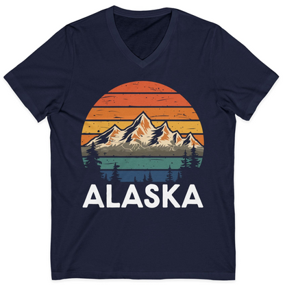 Retro Alaska Mountain Scenery Shirt V-Neck Shirt – Alaska Cruise Shirts