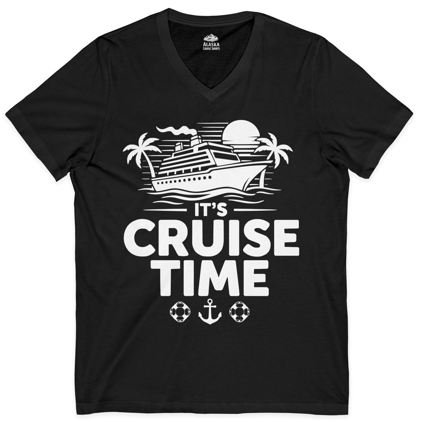 It’s Cruise Time Bold Nautical Vacation Shirt for Cruise Enthusiasts — V-Neck V-Neck Shirt – Alaska Cruise Shirts