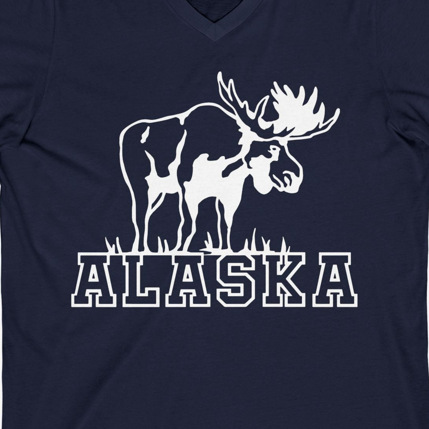 Alaska Moose Silhouette Shirt V-Neck Shirt – Alaska Cruise Shirts Close Up