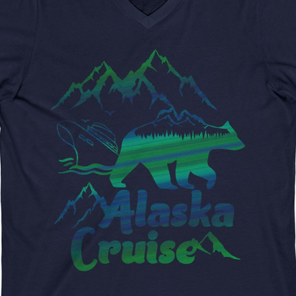 Alaska Cruise Bear Mountains Silhouette Shirt V-Neck Shirt – Alaska Cruise Shirts Close Up