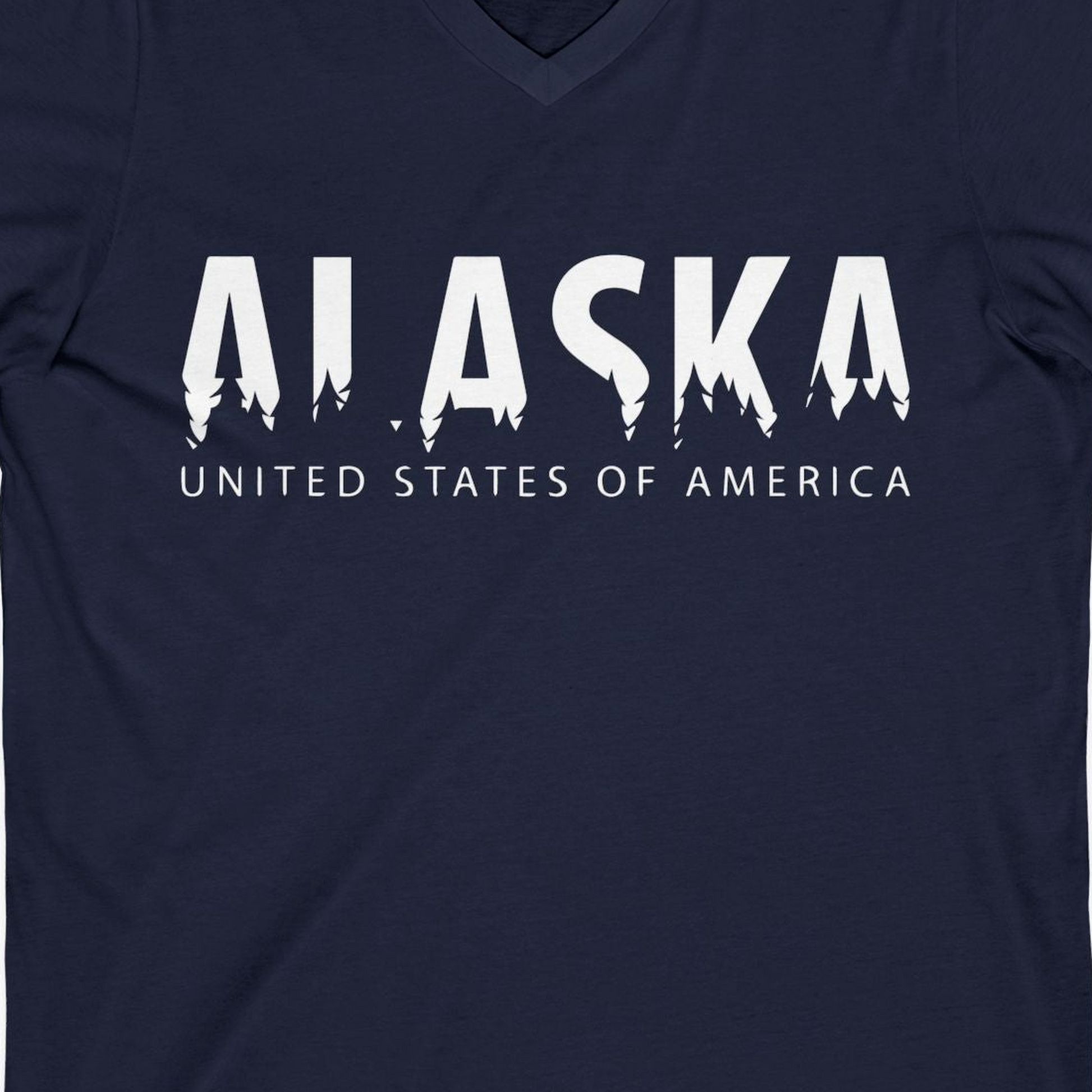 Alaska United States Typography Shirt V-Neck Shirt – Alaska Cruise Shirts Close Up