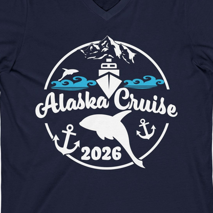 Alaska Cruise 2026 Shirt V-Neck Shirt – Alaska Cruise Shirts Close Up
