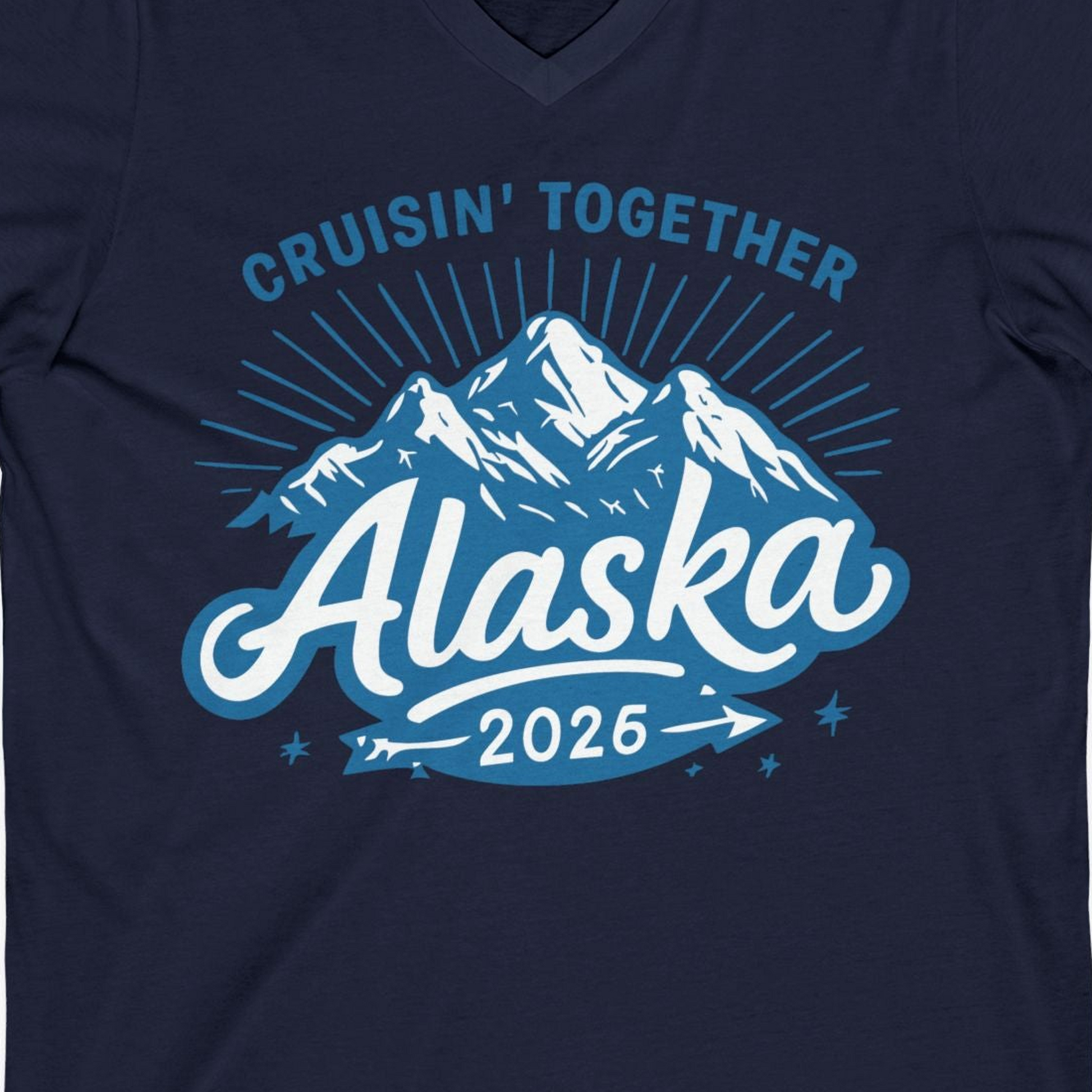 Alaska Cruise Mountains Adventure Shirt V-Neck Shirt – Alaska Cruise Shirts Close Up