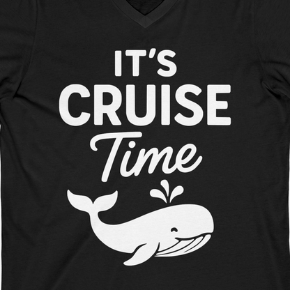 It's Cruise Time Whale Graphic Vacation Cruise Shirt — V-Neck V-Neck Shirt – Alaska Cruise Shirts Close Up