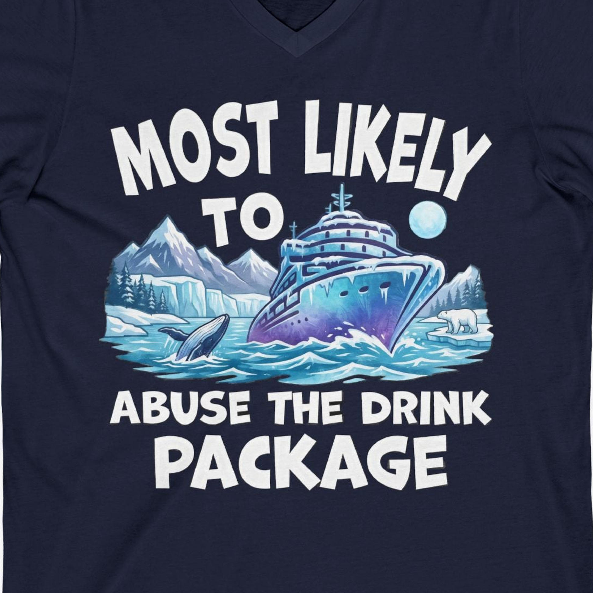 Funny Alaska Cruise Shirt V-Neck Shirt – Alaska Cruise Shirts Close Up