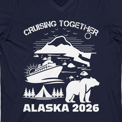 Alaska Cruise 2026 Family Adventure Bear Mountain Nature Shirt — V-Neck V-Neck Shirt – Alaska Cruise Shirts Close Up