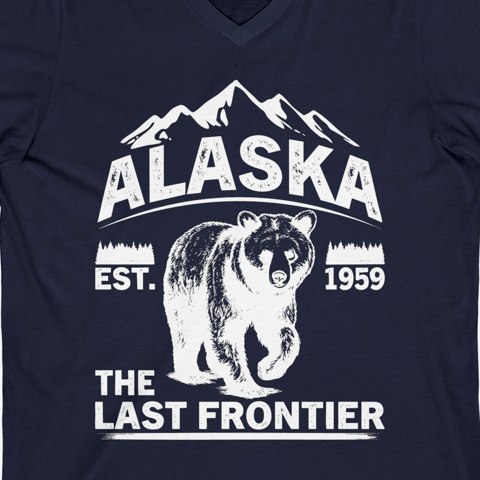 Alaska Bear Shirt V-Neck Shirt – Alaska Cruise Shirts Close Up