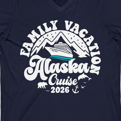 Alaska Family Cruise Shirt V-Neck Shirt – Alaska Cruise Shirts Close Up