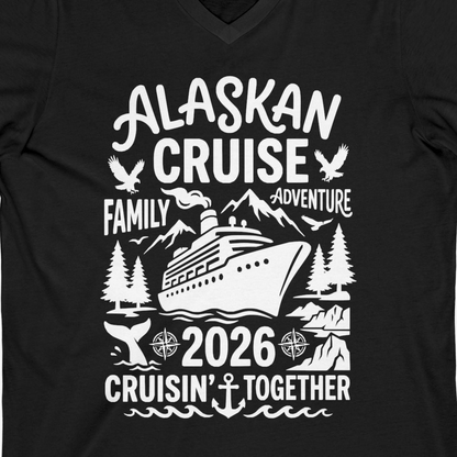Alaska Cruise Family Adventure 2026 Cruisin Together Shirt — V-Neck V-Neck Shirt – Alaska Cruise Shirts Close Up