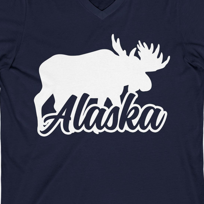Alaska Moose Wildlife Silhouette Shirt V-Neck Shirt – Alaska Cruise Shirts Close Up
