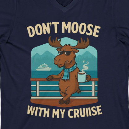 Funny Moose on Alaska Cruise Ship Shirt V-Neck Shirt – Alaska Cruise Shirts Close Up
