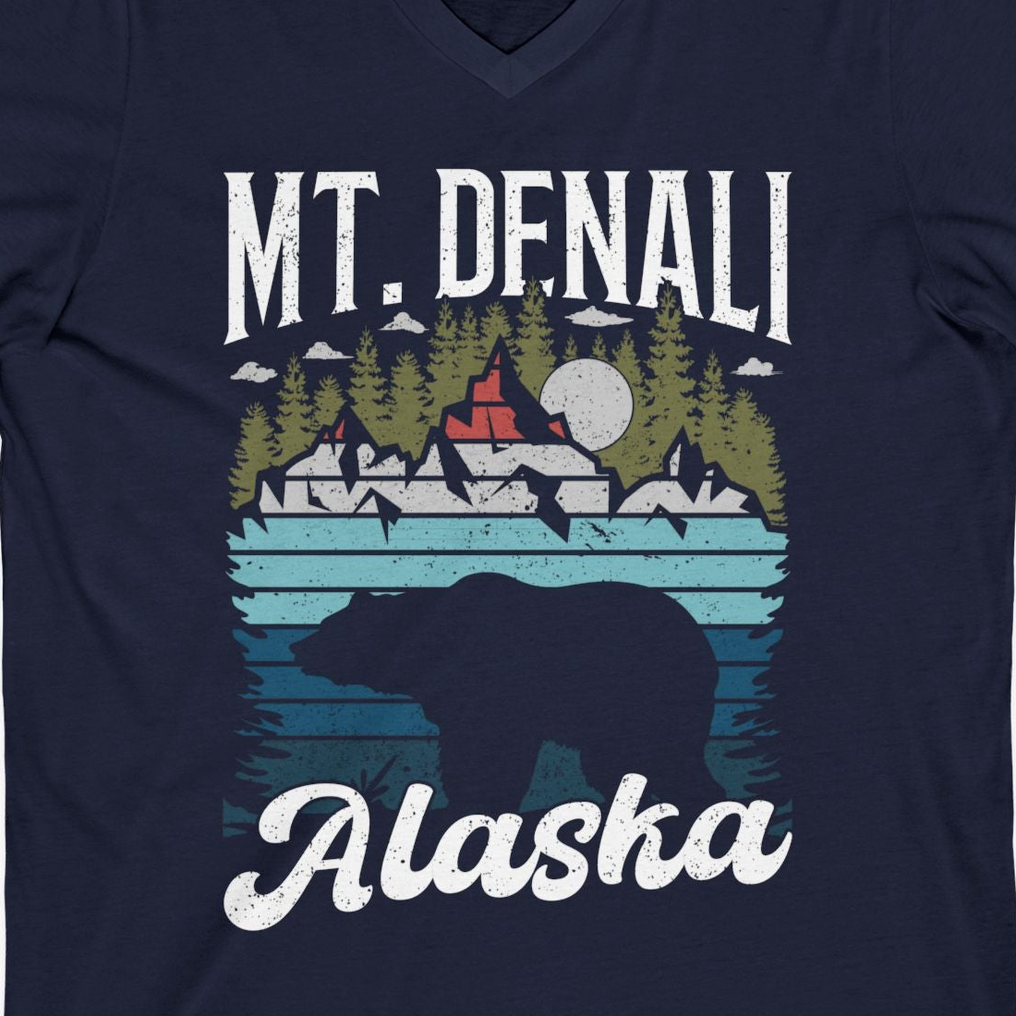 Mt Denali Alaska Bear Wilderness Shirt V-Neck Shirt – Alaska Cruise Shirts Close Up