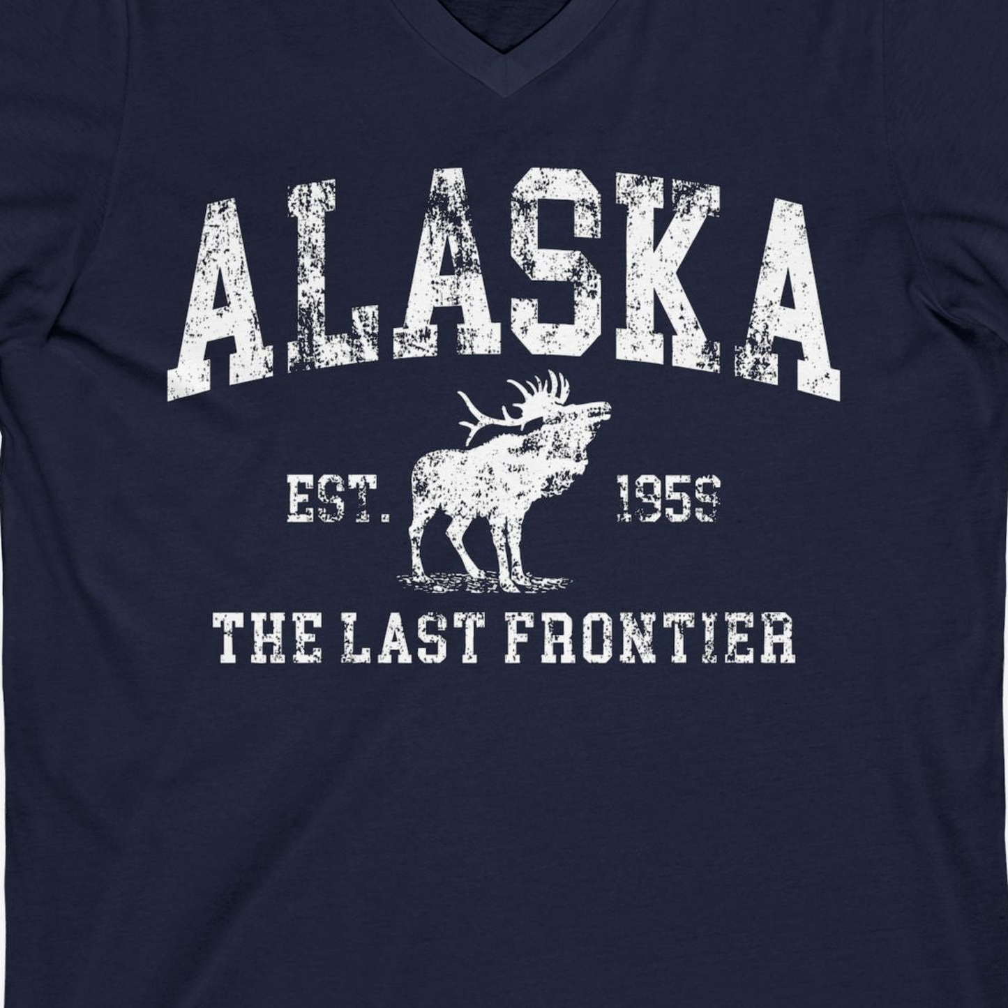 Vintage Alaska Moose Shirt V-Neck Shirt – Alaska Cruise Shirts Close Up