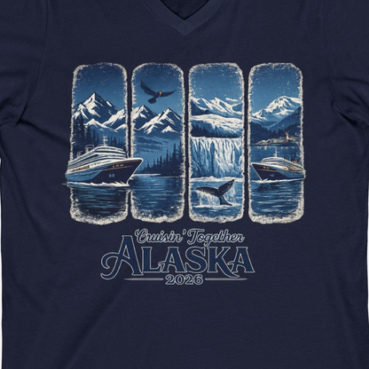 Alaska Cruise Adventure Shirt V-Neck Shirt – Alaska Cruise Shirts Close Up