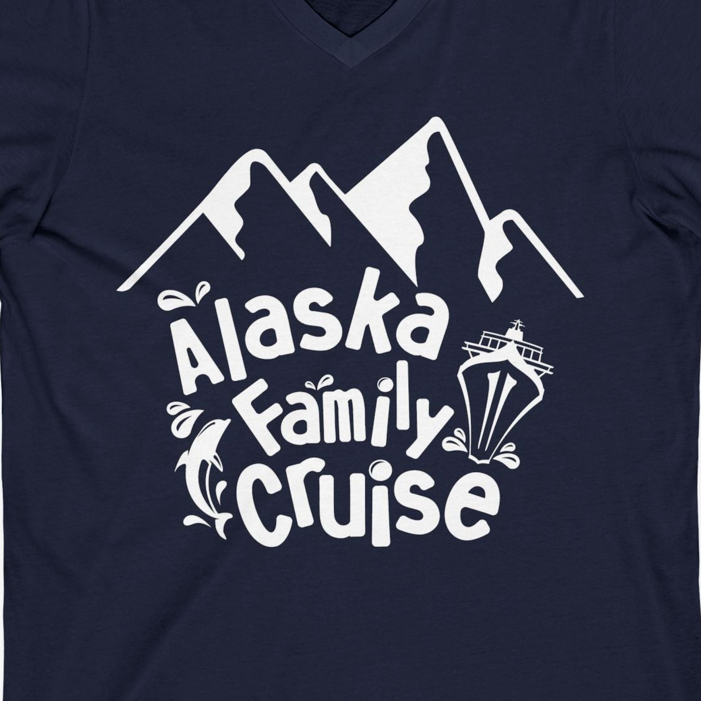 Alaska Family Cruise Adventure Shirt V-Neck Shirt – Alaska Cruise Shirts Close Up