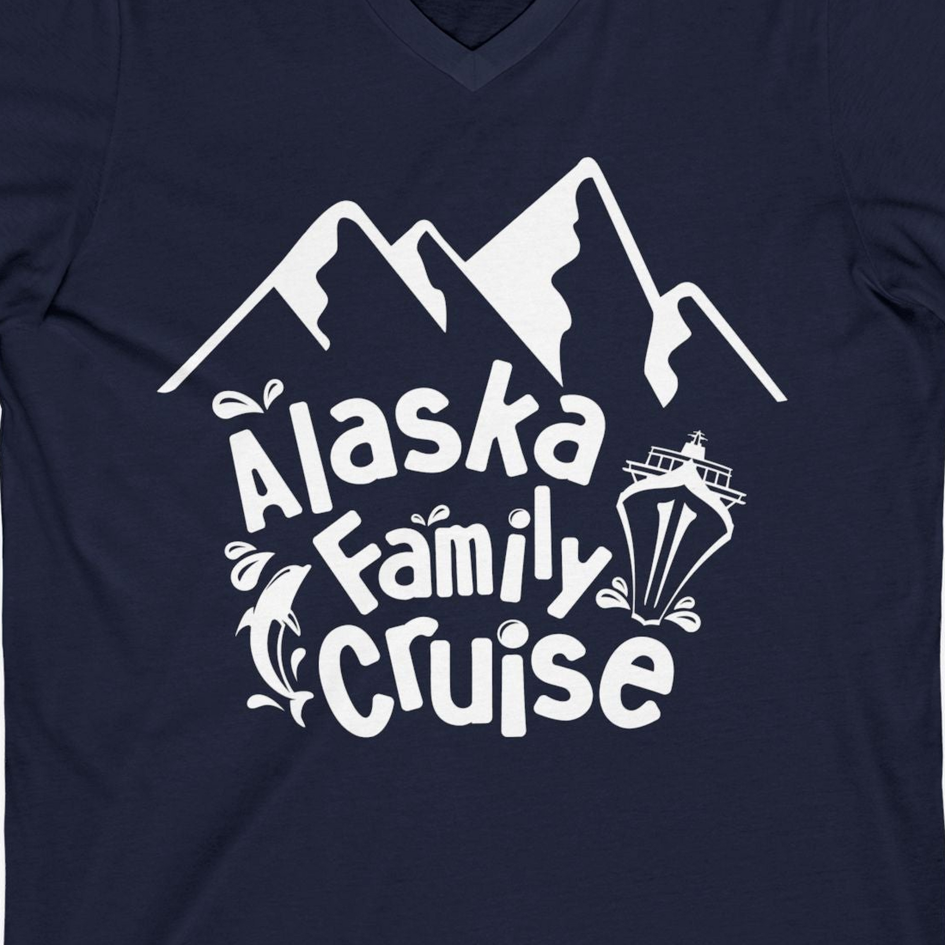 Alaska Family Cruise Adventure Shirt V-Neck Shirt – Alaska Cruise Shirts Close Up