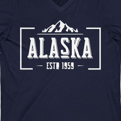 Alaska Mountain Vintage Shirt V-Neck Shirt – Alaska Cruise Shirts Close Up