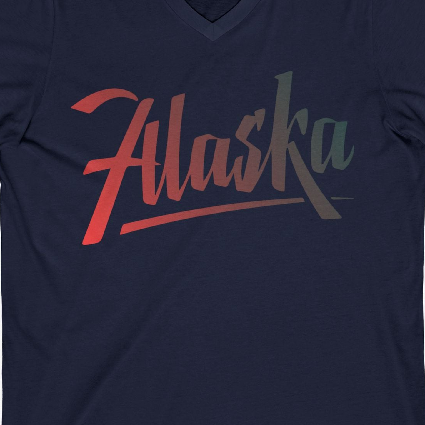 Alaska Script Wordmark Shirt V-Neck Shirt – Alaska Cruise Shirts Close Up