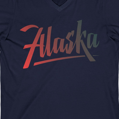 Alaska Script Wordmark Shirt V-Neck Shirt – Alaska Cruise Shirts Close Up