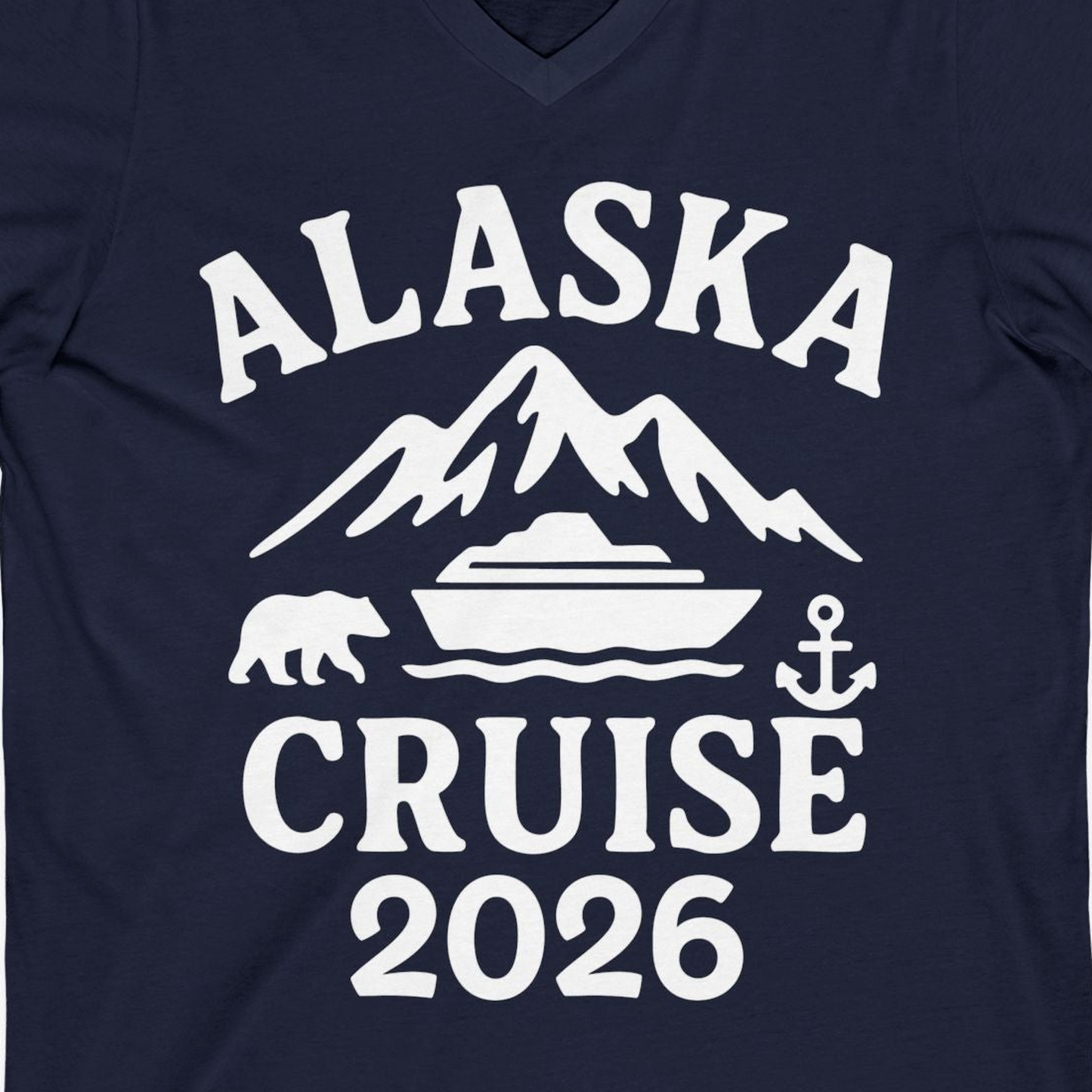 Alaska Cruise 2026 Shirt V-Neck Shirt – Alaska Cruise Shirts Close Up