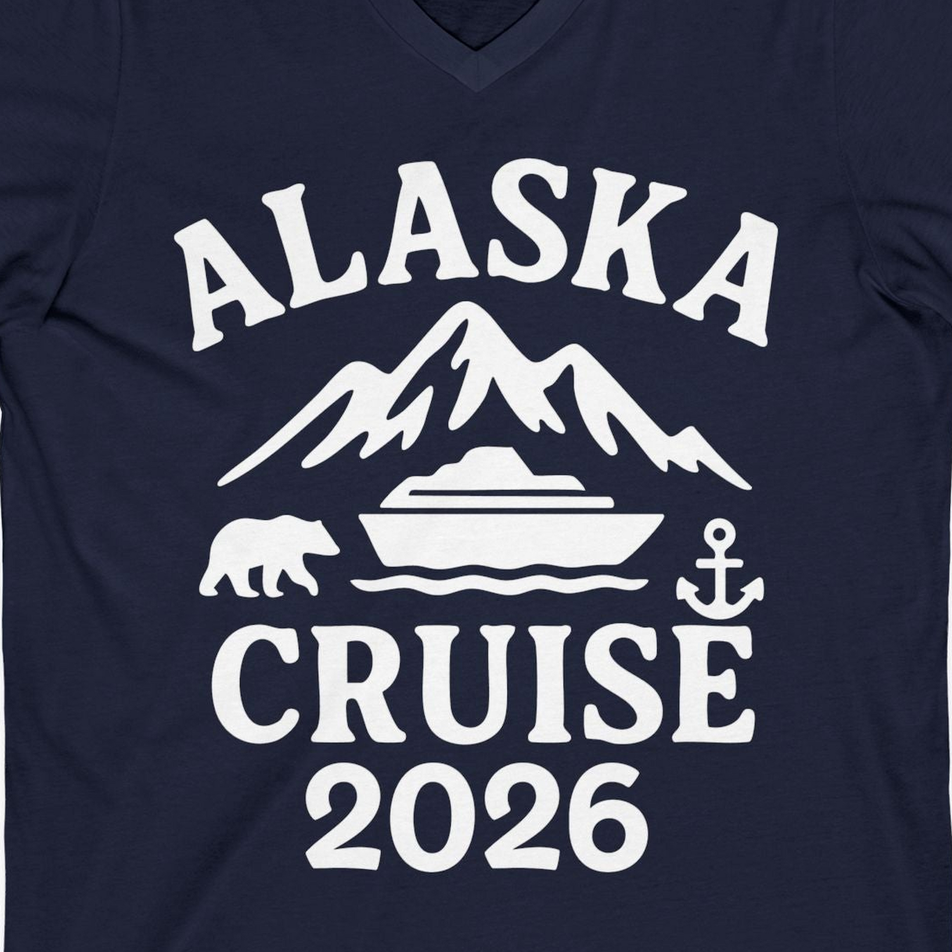 Alaska Cruise 2026 Shirt V-Neck Shirt – Alaska Cruise Shirts Close Up