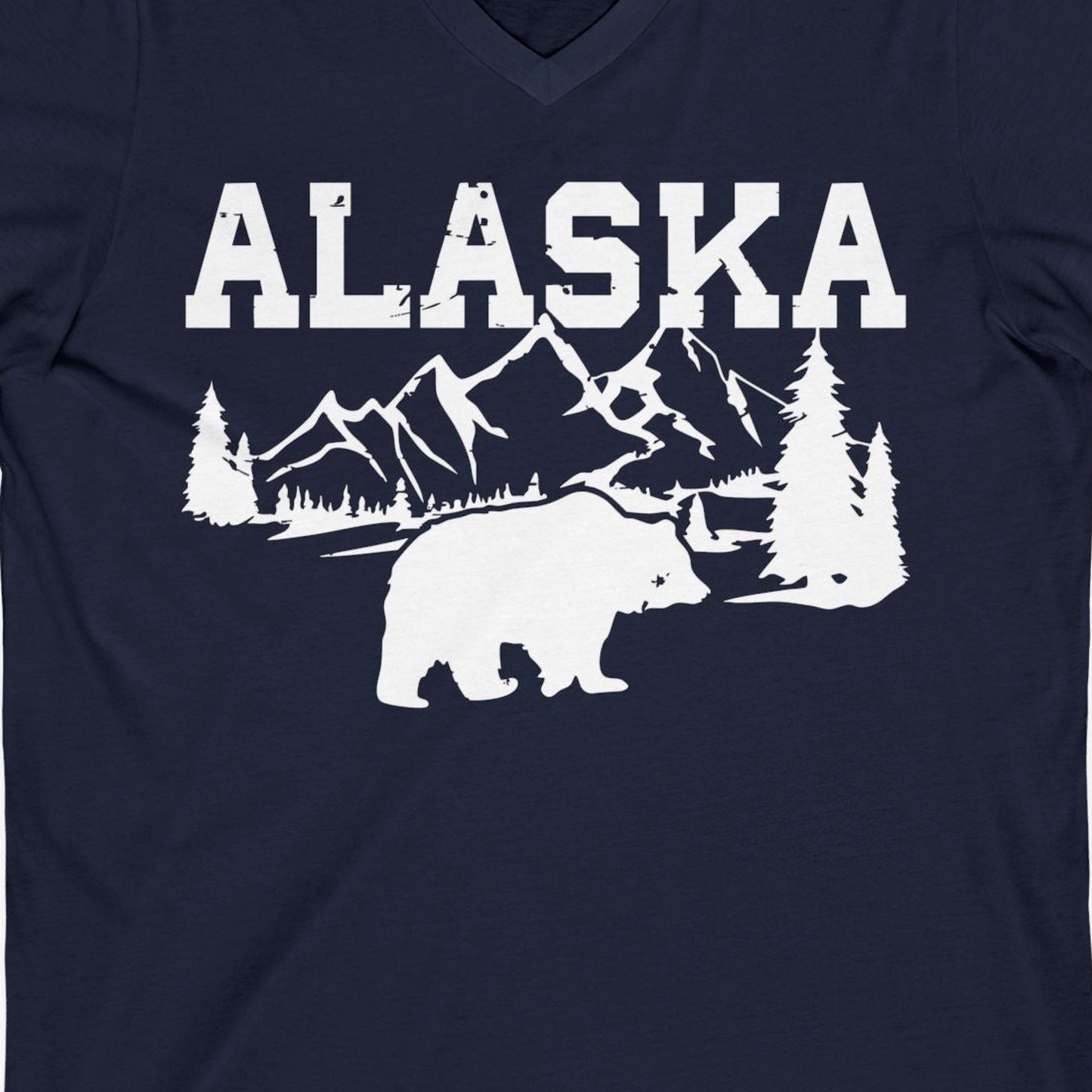 Alaska Bear Shirt V-Neck Shirt – Alaska Cruise Shirts Close Up
