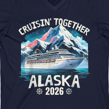 Alaska Cruise 2026 Shirt V-Neck Shirt – Alaska Cruise Shirts Close Up