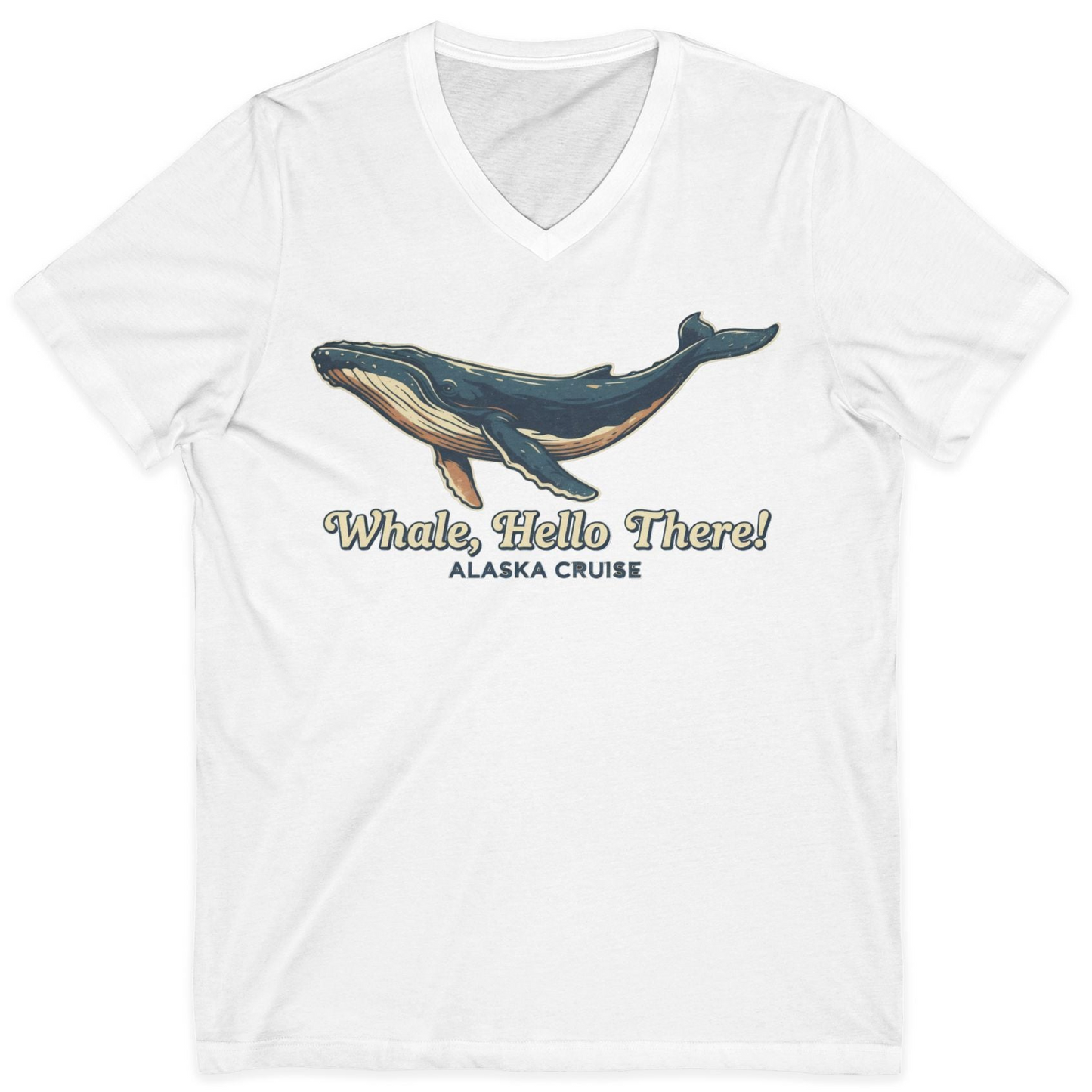 Whale Hello There Alaska Cruise Shirt V-Neck Shirt – White – Alaska Cruise Shirts