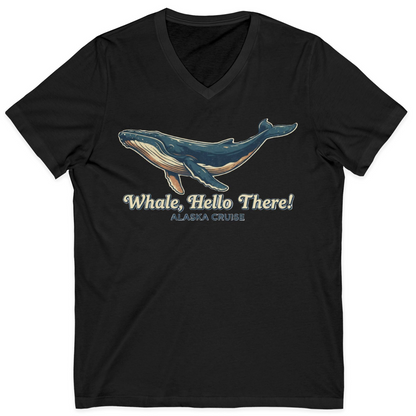 Whale Hello There Alaska Cruise Shirt V-Neck Shirt – Black – Alaska Cruise Shirts