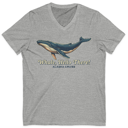 Whale Hello There Alaska Cruise Shirt V-Neck Shirt – Athletic Heather – Alaska Cruise Shirts
