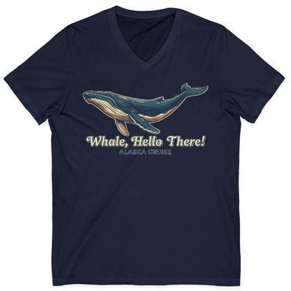Whale Hello There Alaska Cruise Shirt V-Neck Shirt – Navy – Alaska Cruise Shirts