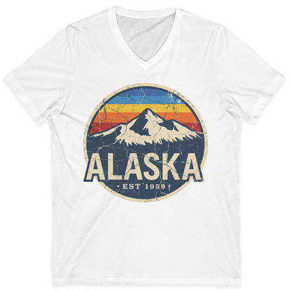 Alaska Vintage Shirt V-Neck Shirt – White – Alaska Cruise Shirts