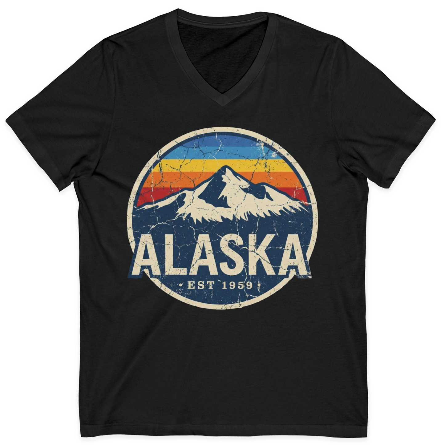 Alaska Vintage Shirt V-Neck Shirt – Black – Alaska Cruise Shirts