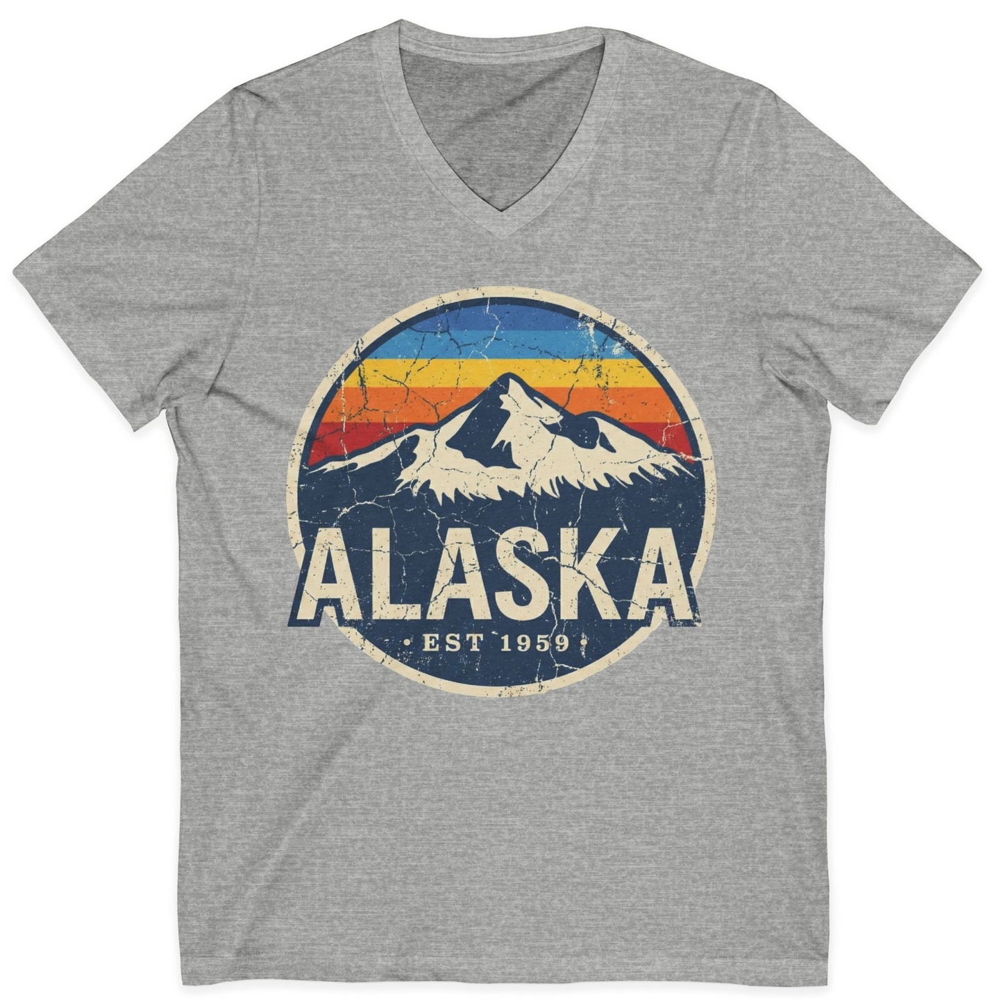 Alaska Vintage Shirt V-Neck Shirt – Athletic Heather – Alaska Cruise Shirts