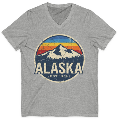 Alaska Vintage Shirt V-Neck Shirt – Athletic Heather – Alaska Cruise Shirts
