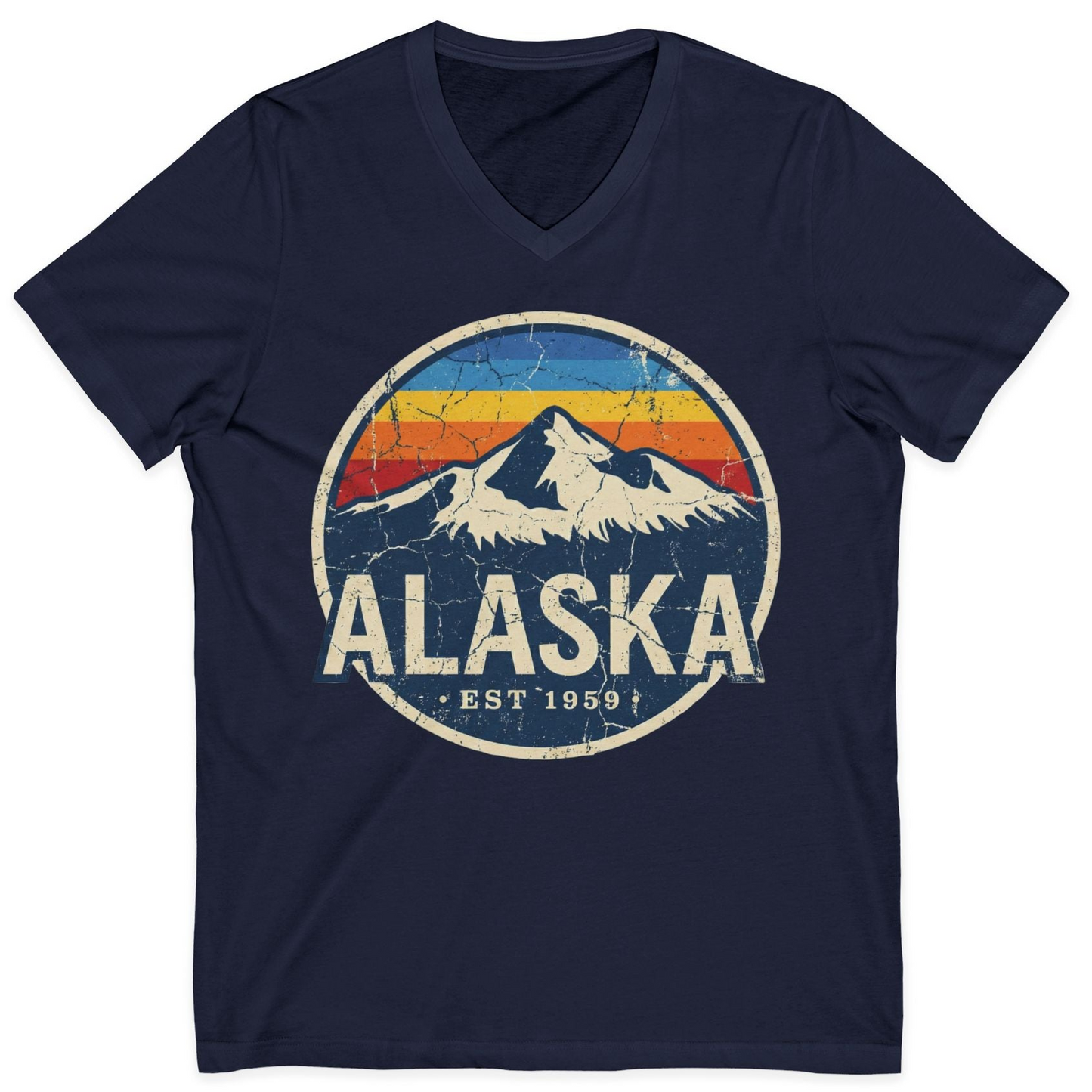 Alaska Vintage Shirt V-Neck Shirt – Navy – Alaska Cruise Shirts