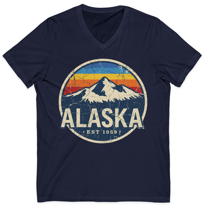 Alaska Vintage Shirt V-Neck Shirt – Navy – Alaska Cruise Shirts